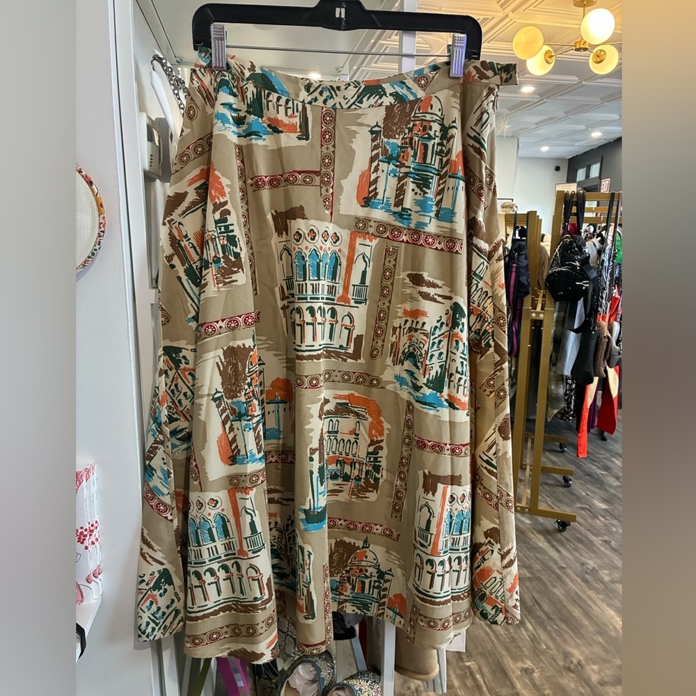 Kate Hill Italy print midi skirt size 10